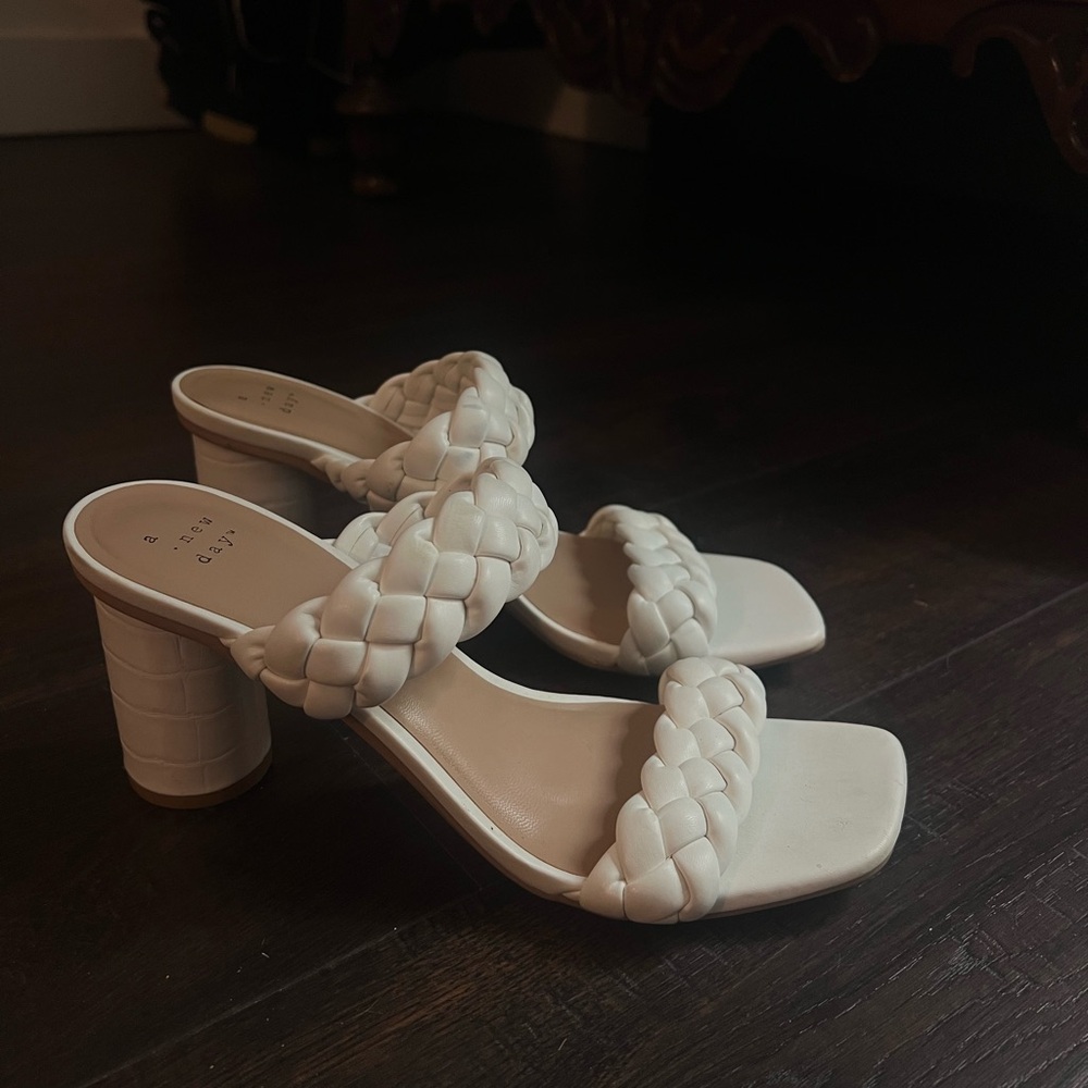 a new day White Braided Heels